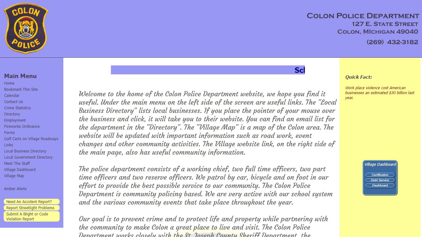 Colon Police Department Website